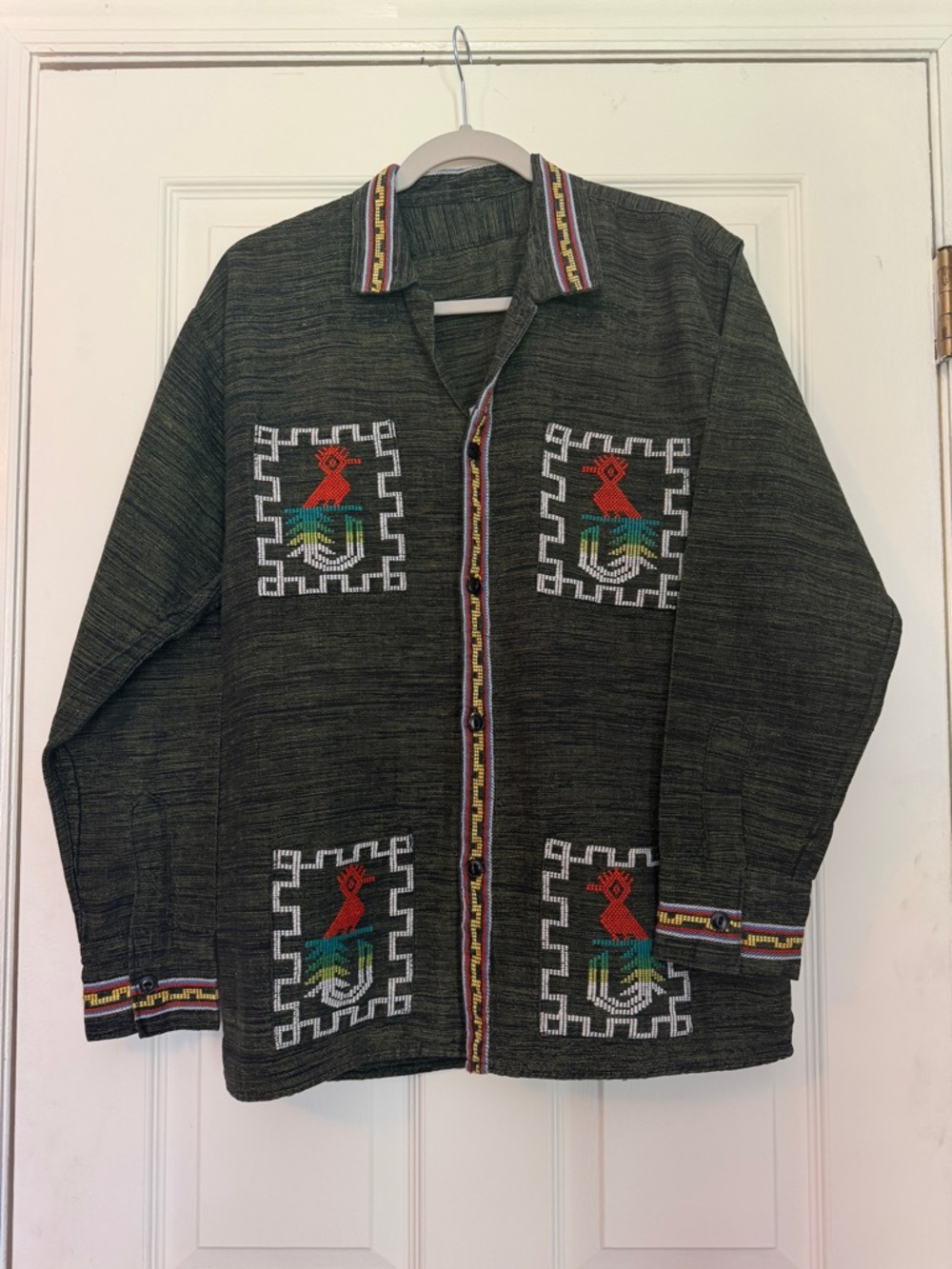 Vintage Guatemalan Quetzal Bird Embroidered Jacket